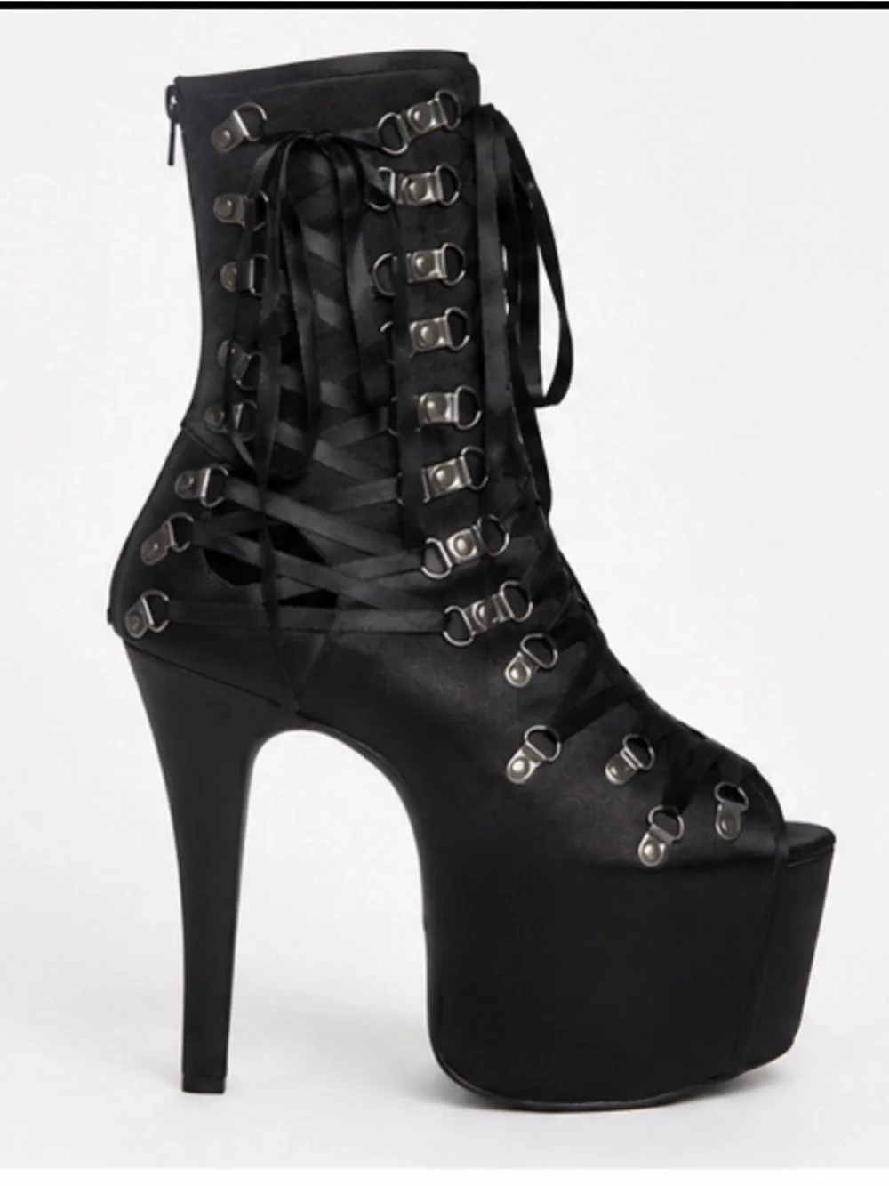 Gothic Lace-Up Platform Heels | Satin Finish Ultra High Heels | Size 8 | NWT
